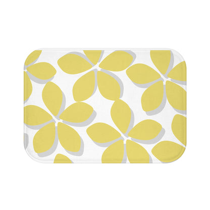 Grey And Yellow Flower Bath Mat