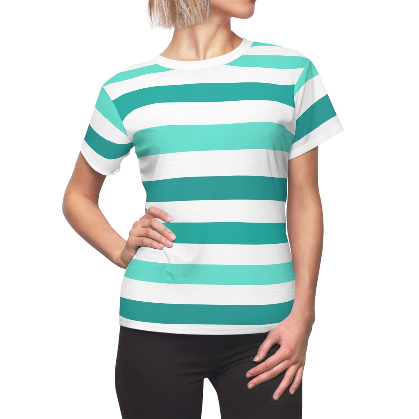 Perfect Tee Turquoise Striped Women's Classic Short Sleeve T-Shirt