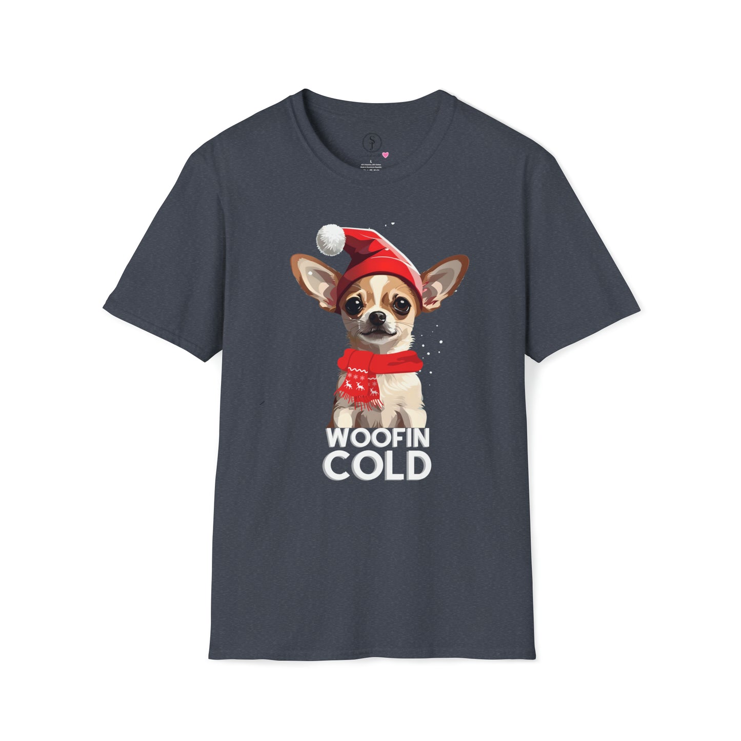 Christmas Vibes, Chihuahua Woofin Cold T-Shirt (Available In Other Colors) (Sizes Up To 3XL)