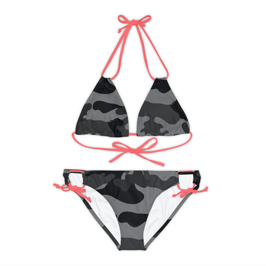 Black & Grey Camo Two Piece Bikini Set