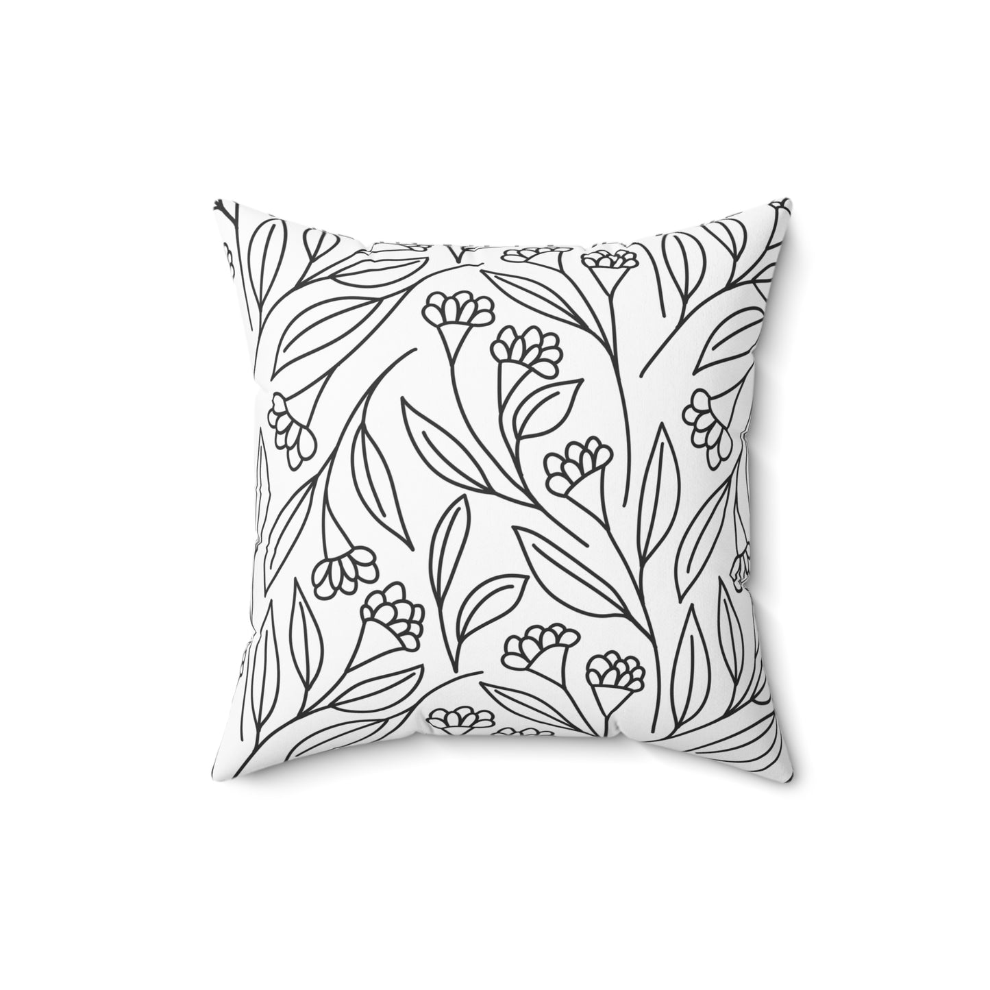 Black And White Modern Floral Throw Pillow