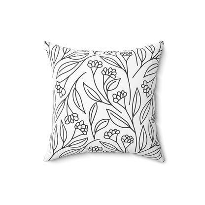 Black And White Modern Floral Throw Pillow