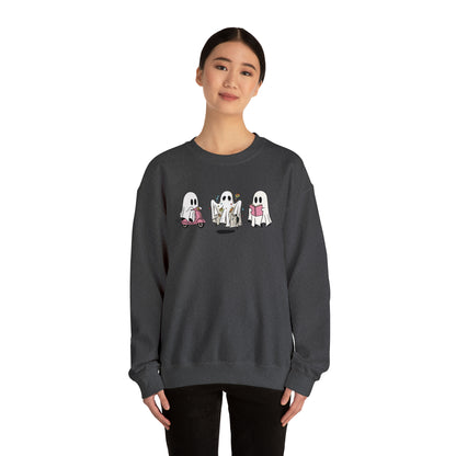 Halloween Vibes, Ghostly Trio, Heavy Blend™ Crewneck Sweatshirt (Available In Other Colors)