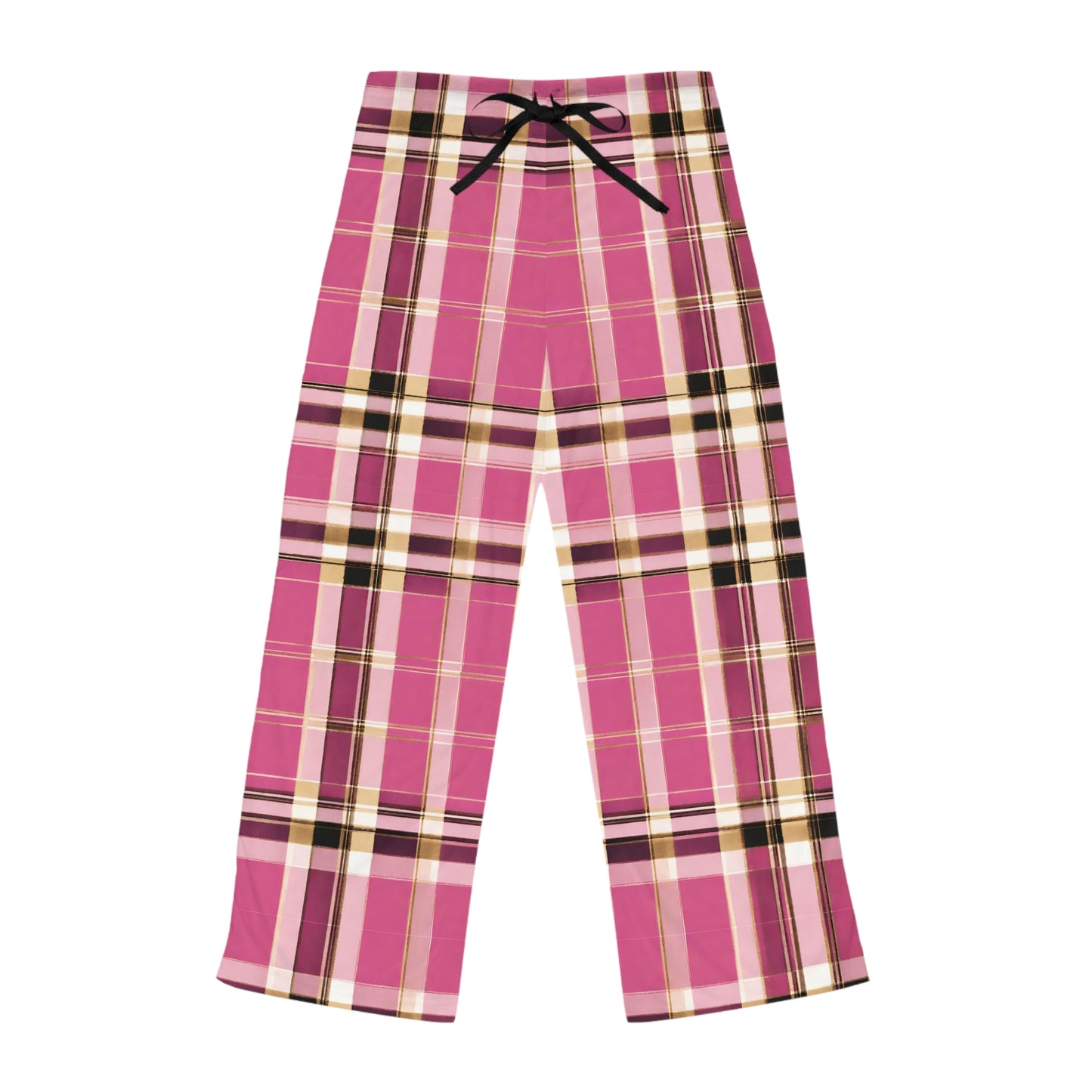 Black, Pink, And Gold Plaid Pajammy Lounge Pants