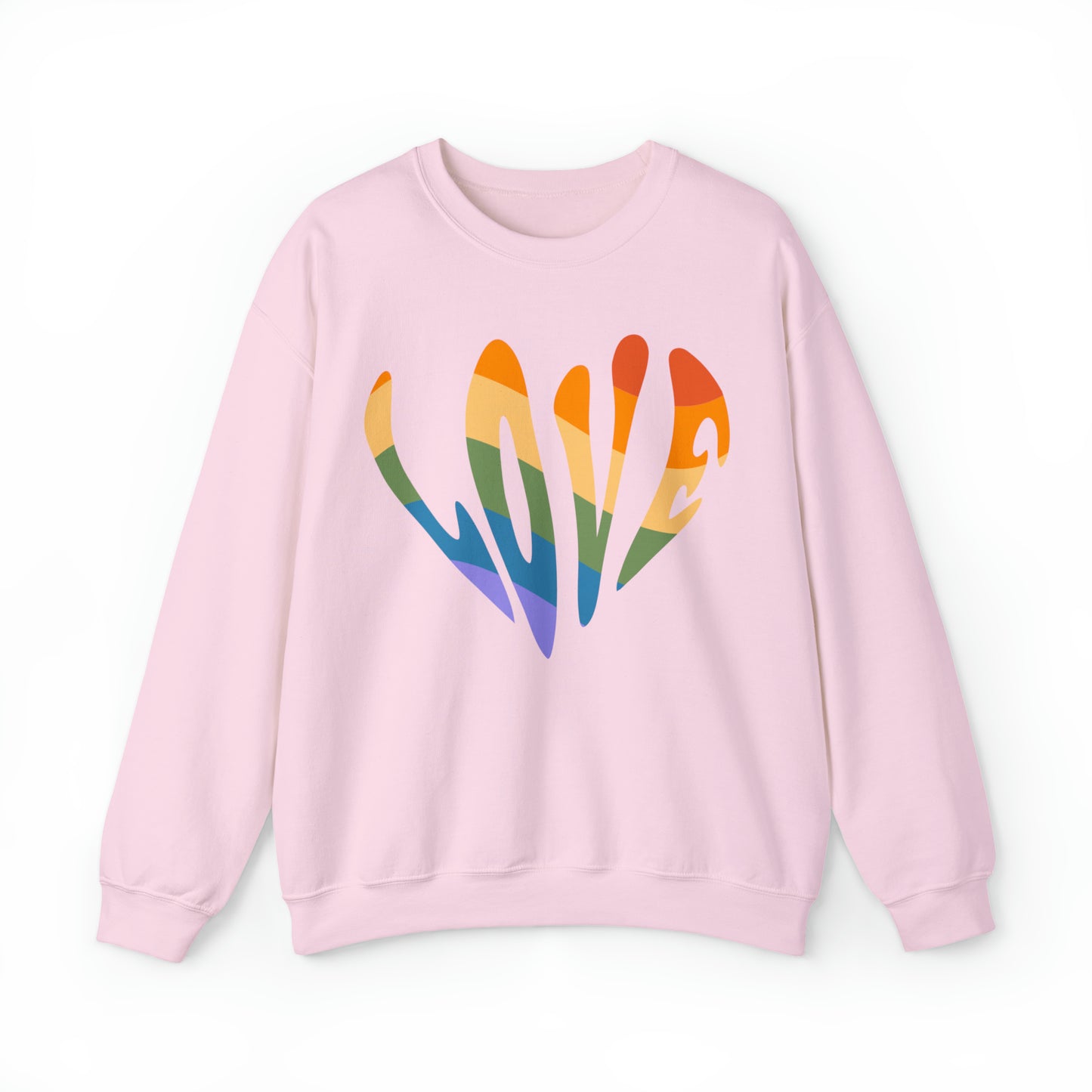 Retro Hippie Style, LOVE, Heavy Blend™ Crewneck Sweatshirt (Available In Other Colors)