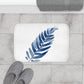 White And Blue Frond Floral Bath Mat