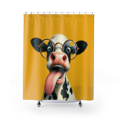 Crazy Cow In Gold Shower Curtain