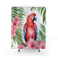 Pink Red And Green Tropical Floral Parrot Shower Curtain