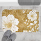 Gold And White Graphic Floral Bath Mat