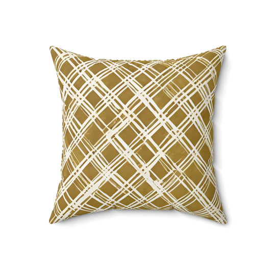 Graphic Basket Weave Gold And Cream Decorative Throw Pillow