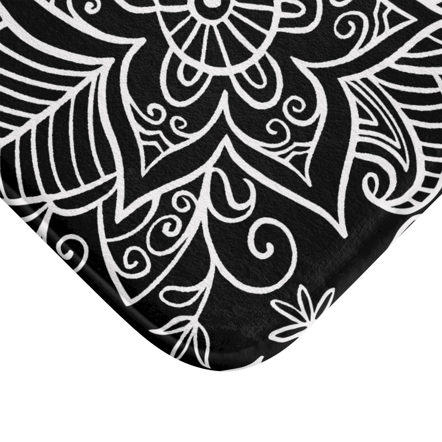 Black And Light Grey Graphic Floral Bath Mat