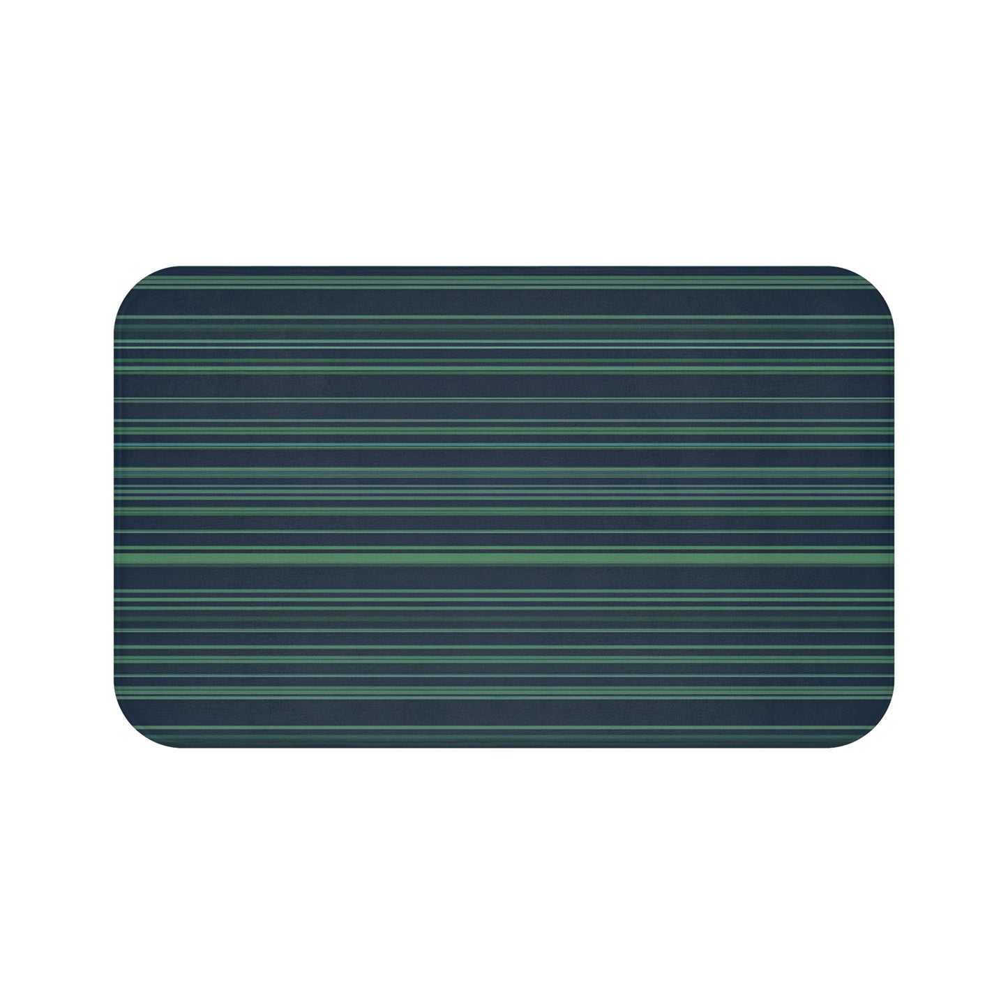 Dark Blue Greeb Striped Bath Mat