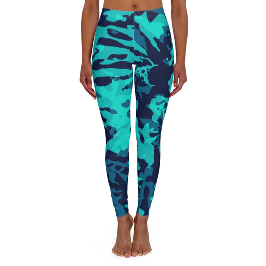 Silky Smooth Navy Blue Green Graphic Leggings