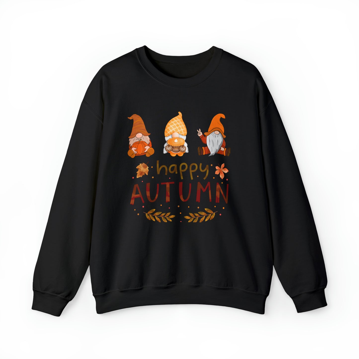 Happy Autumn, Gnome Trio, Heavy Blend™ Crewneck Sweatshirt (Available In Other Colors)