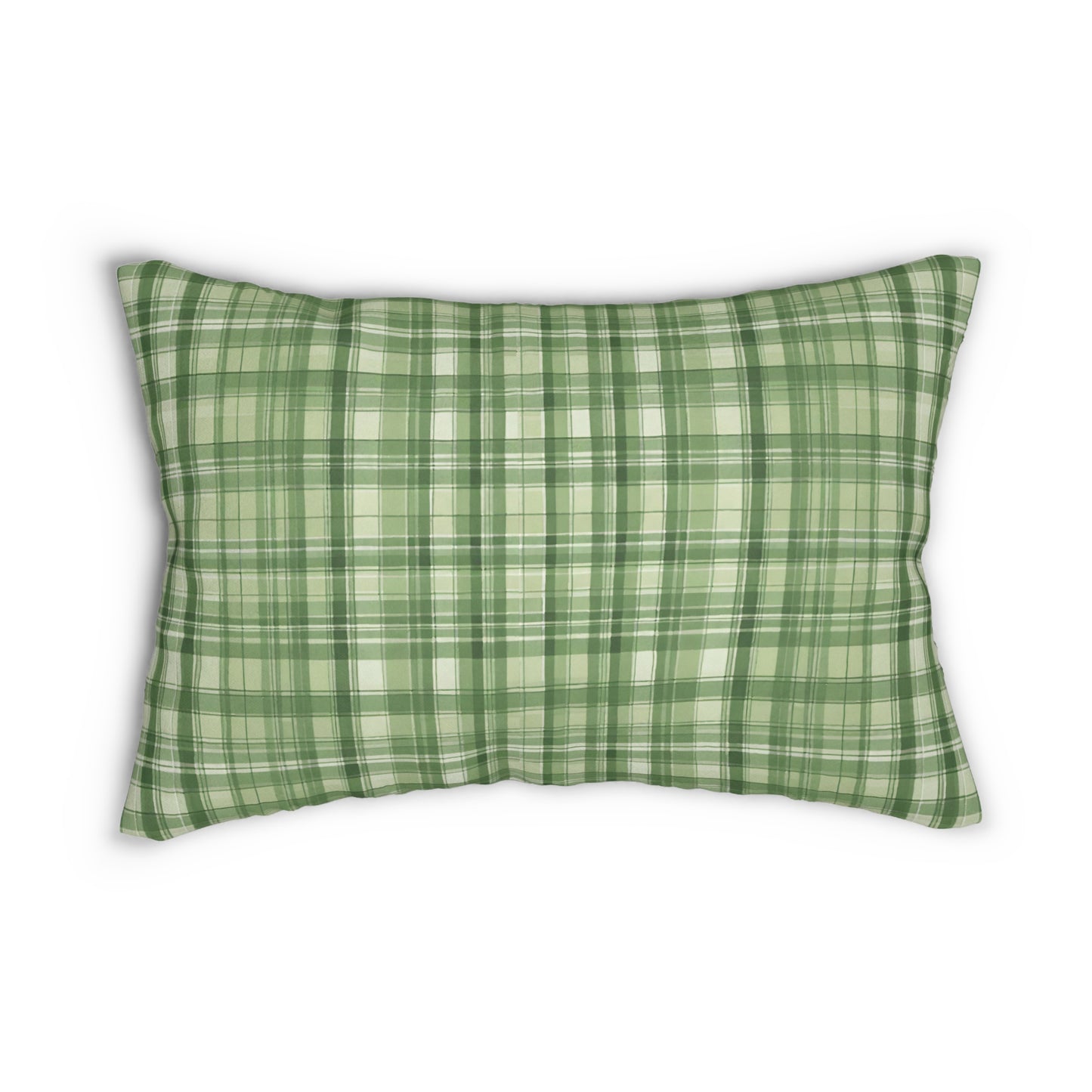 Green Plaid Lumbar Pillow