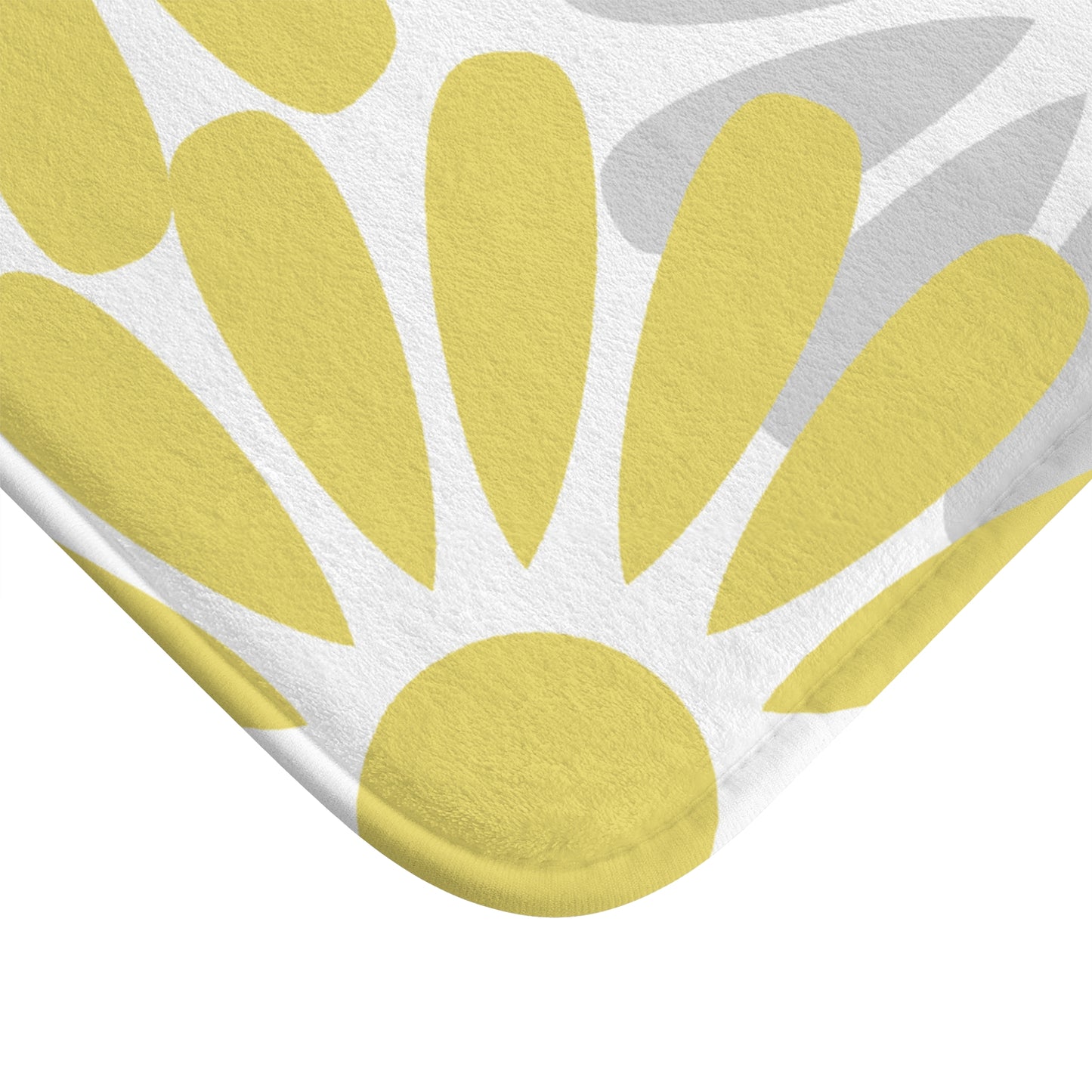 Grey And Yellow Flower Petal Bath Mat