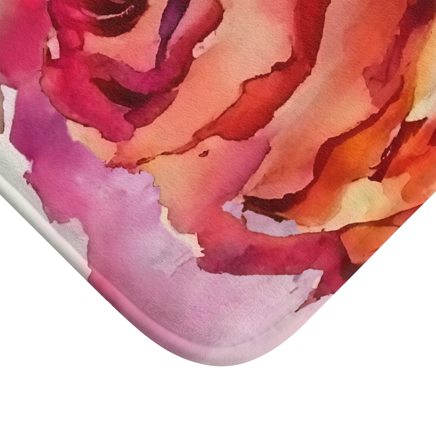 Orange Red Purple And A Hint Of Yellow Watercolor Rose Bath Mat