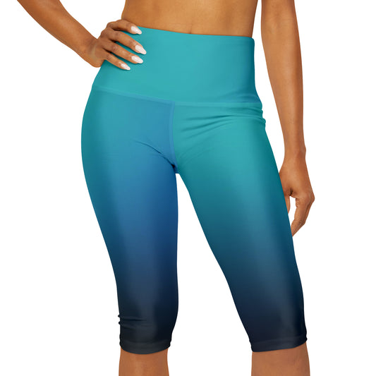 Turquoise Black Ombre Capri Leggings