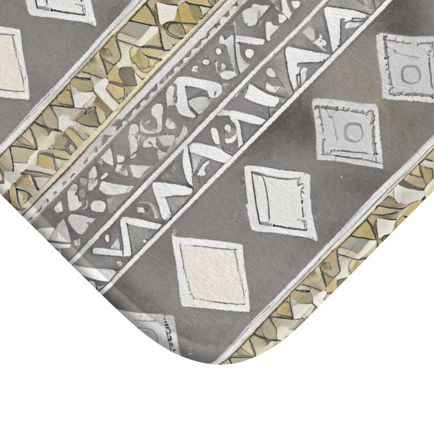 Diamond Aztec Grey And Sand Bath Mat