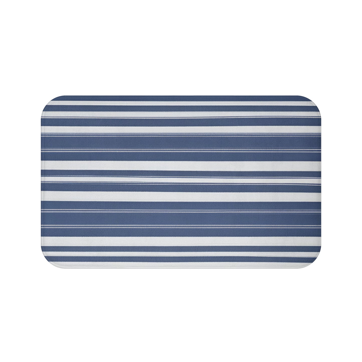 Blue Grey Striped Bath Mat