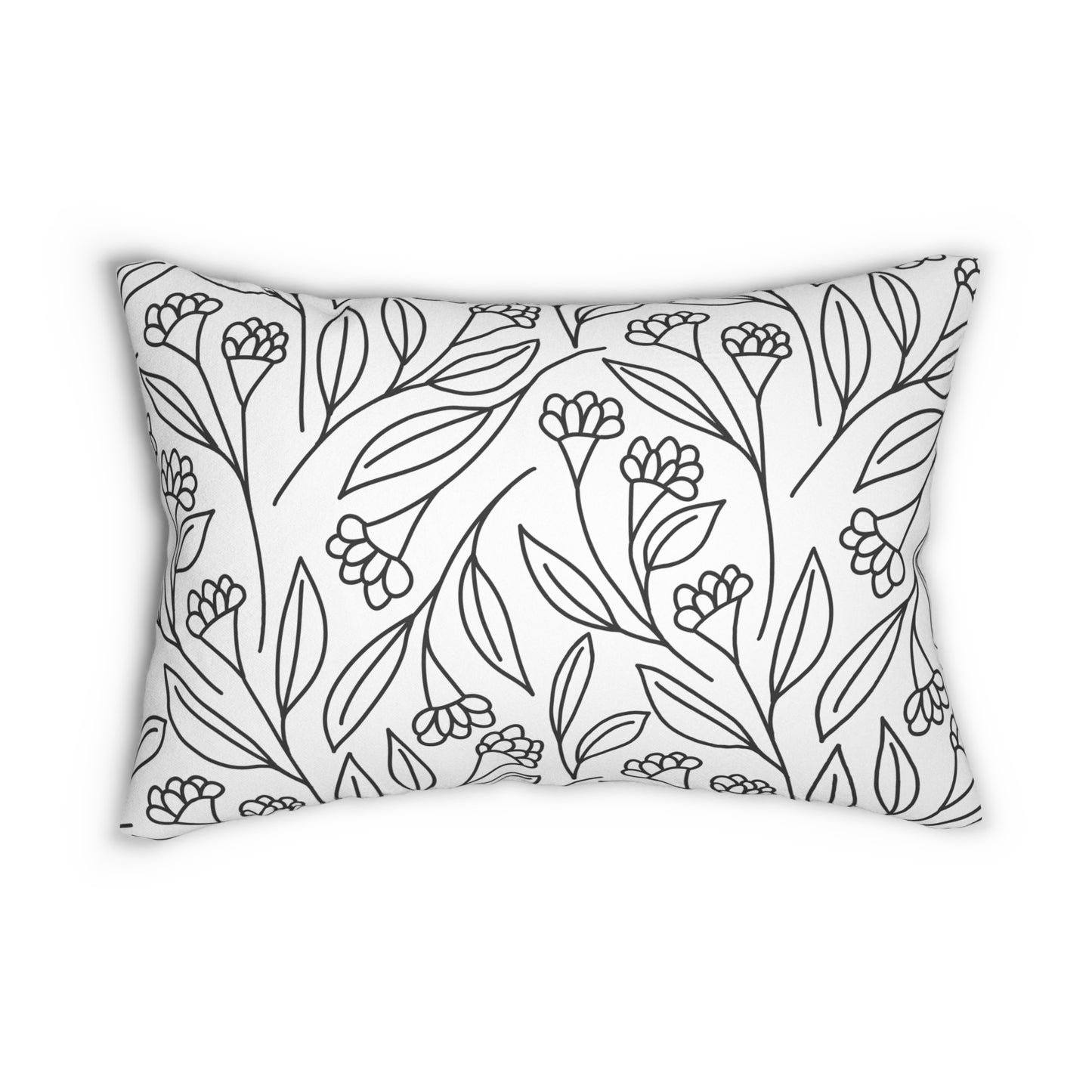 Black And White Modern Floral Lumbar Pillow