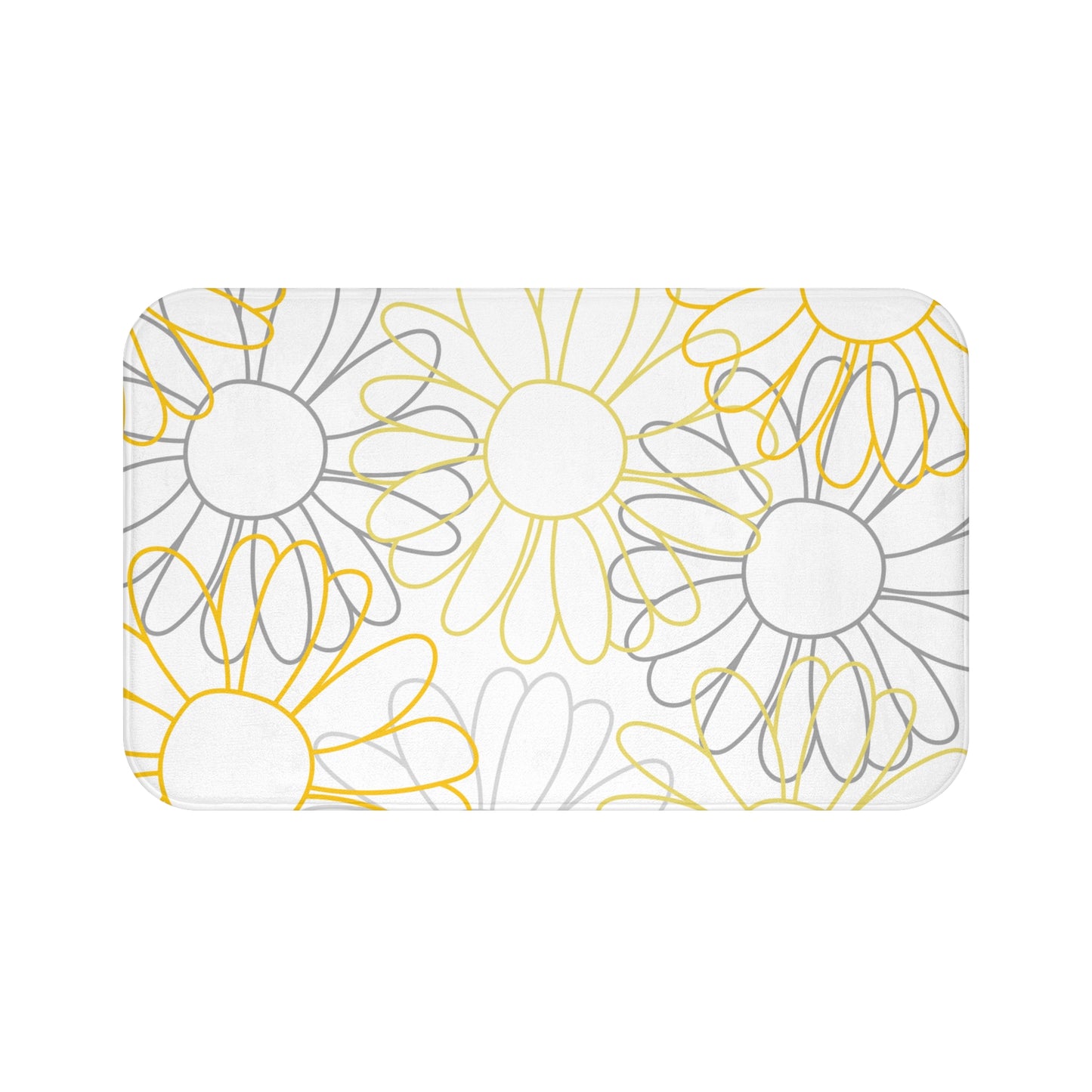 Grey And Yellow Pencil Flower Bath Mat