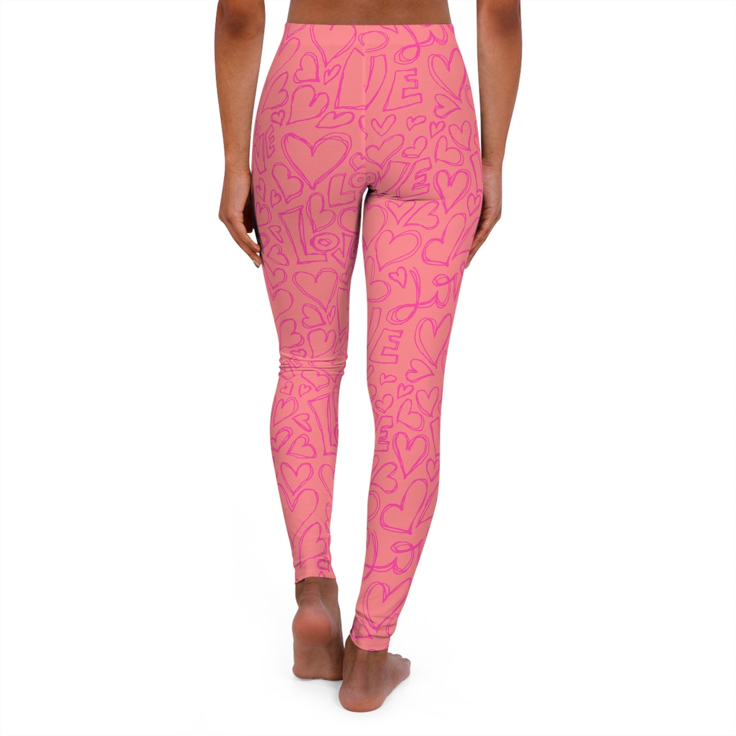 Silky Smooth Pink On Pink Love & Hearts, Women's Full-Length Leggings