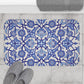 Blue And Light Grey Moroccan Style Bath Mat