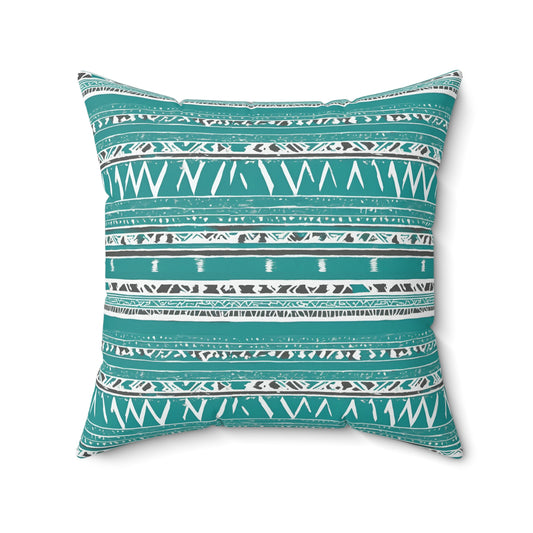 Turquoise White And Grey Aztec Decorative Throw Pillow