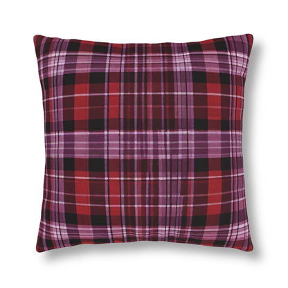 Red & Purple Abstract Plaid, Indoor/Outdoor Waterproof Pillow