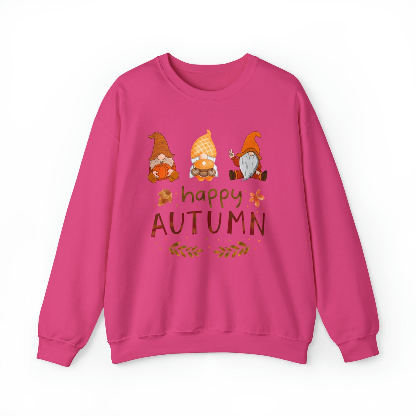 Happy Autumn, Gnome Trio, Heavy Blend™ Crewneck Sweatshirt (Available In Other Colors)