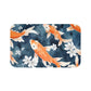 Blue Orange And White Koi Floral Bath Mat