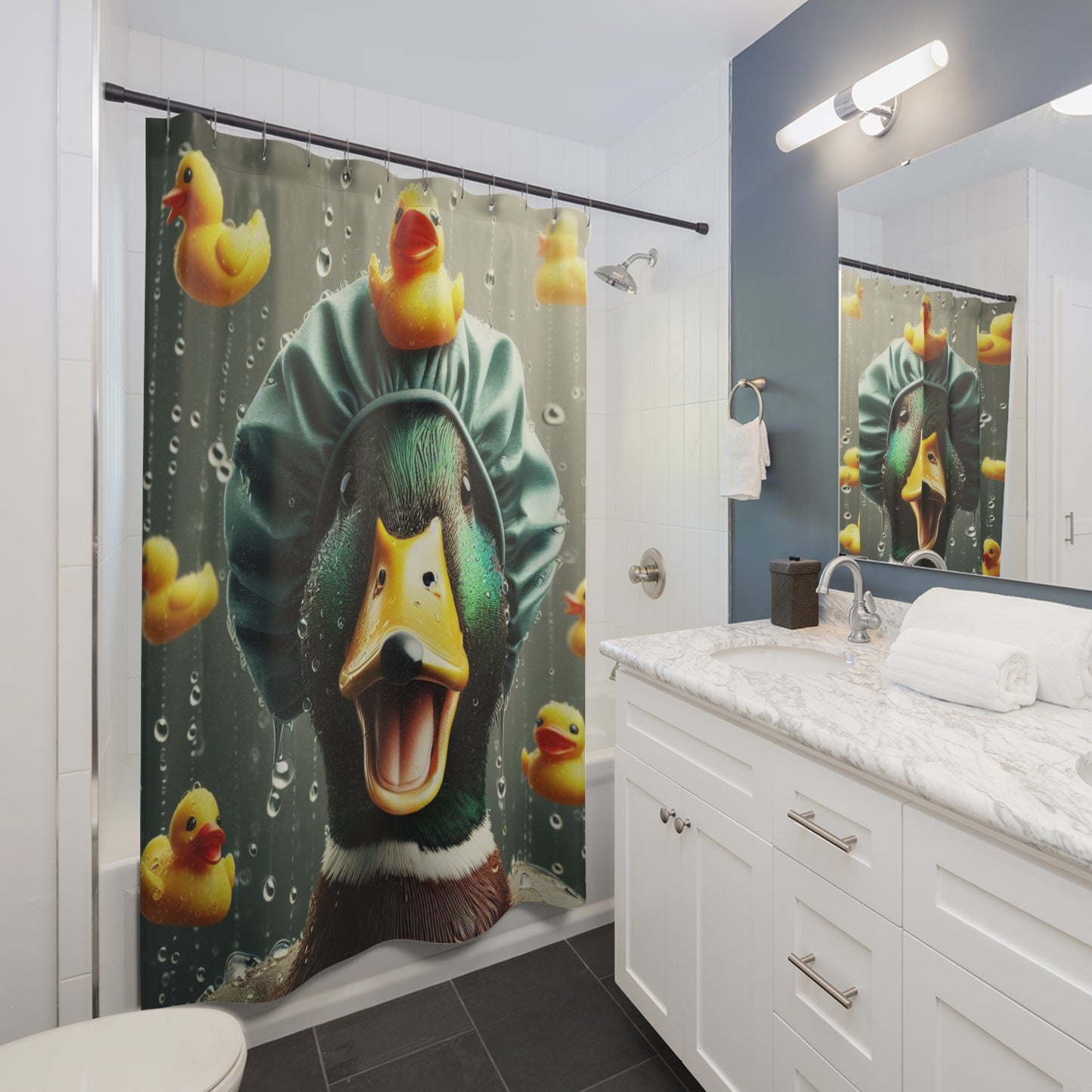 Duck And Duckies Shower Curtain