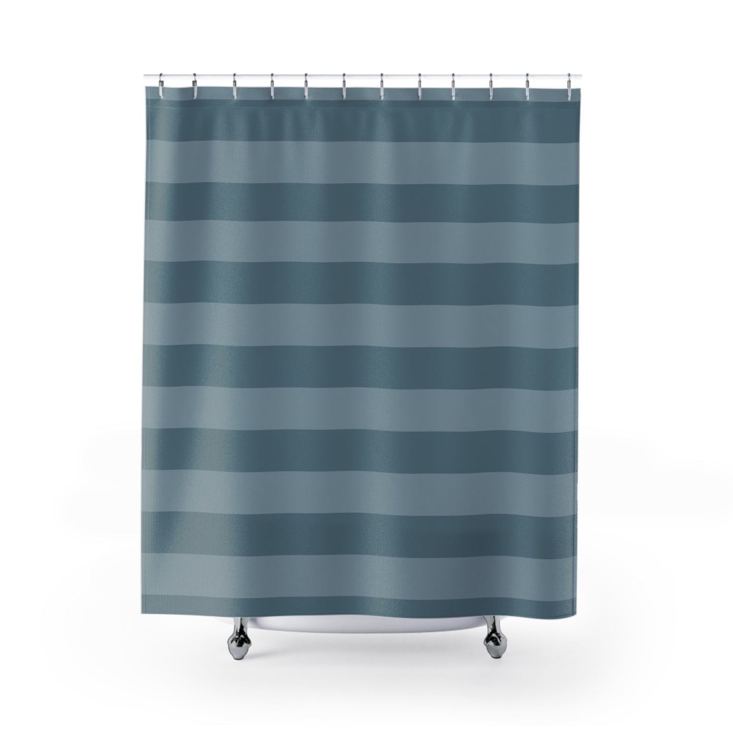 Moody Blue Broad Striped Shower Curtain