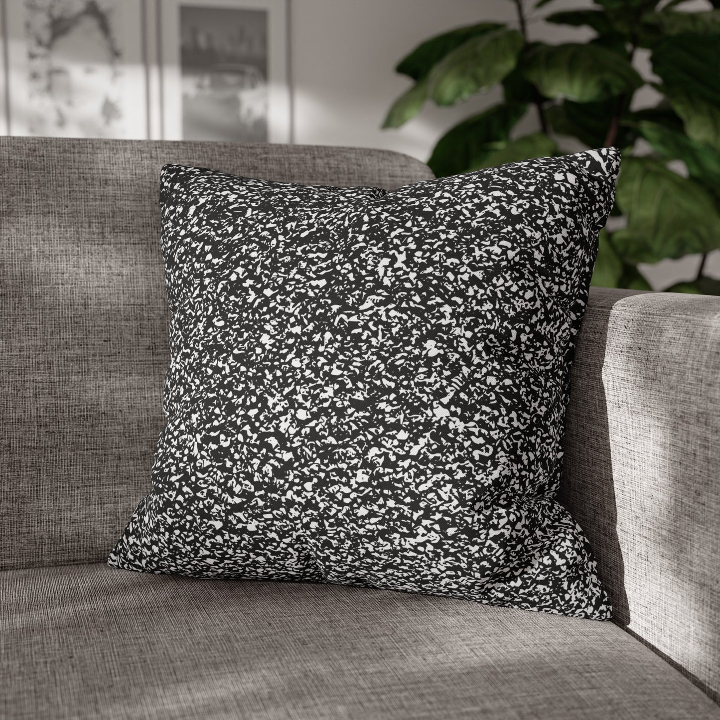 Black And White Modern Splatter Throw Pillow Cover