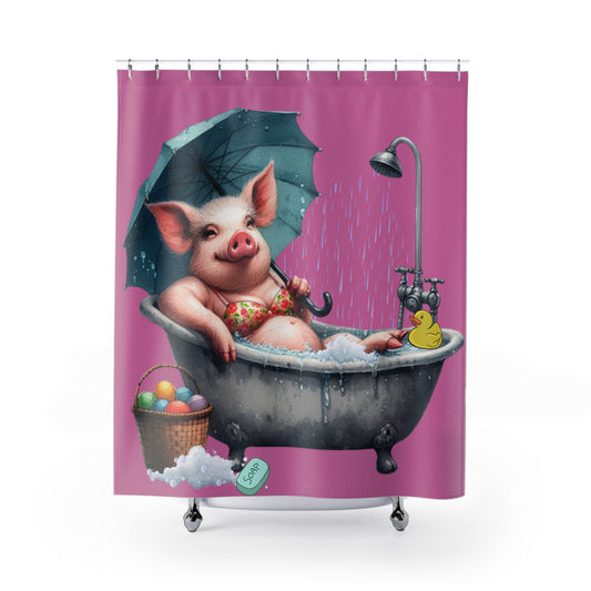 Funny Pig In A Tub Shower Curtain