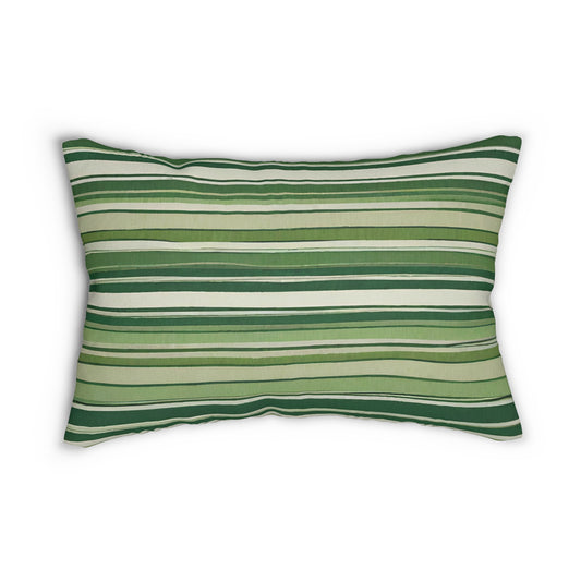 Green Striped Lumbar Pillow