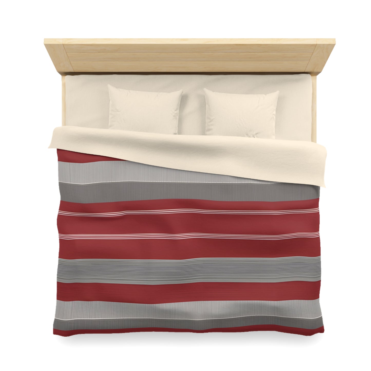 Red And Grey Striped Duvet Cover