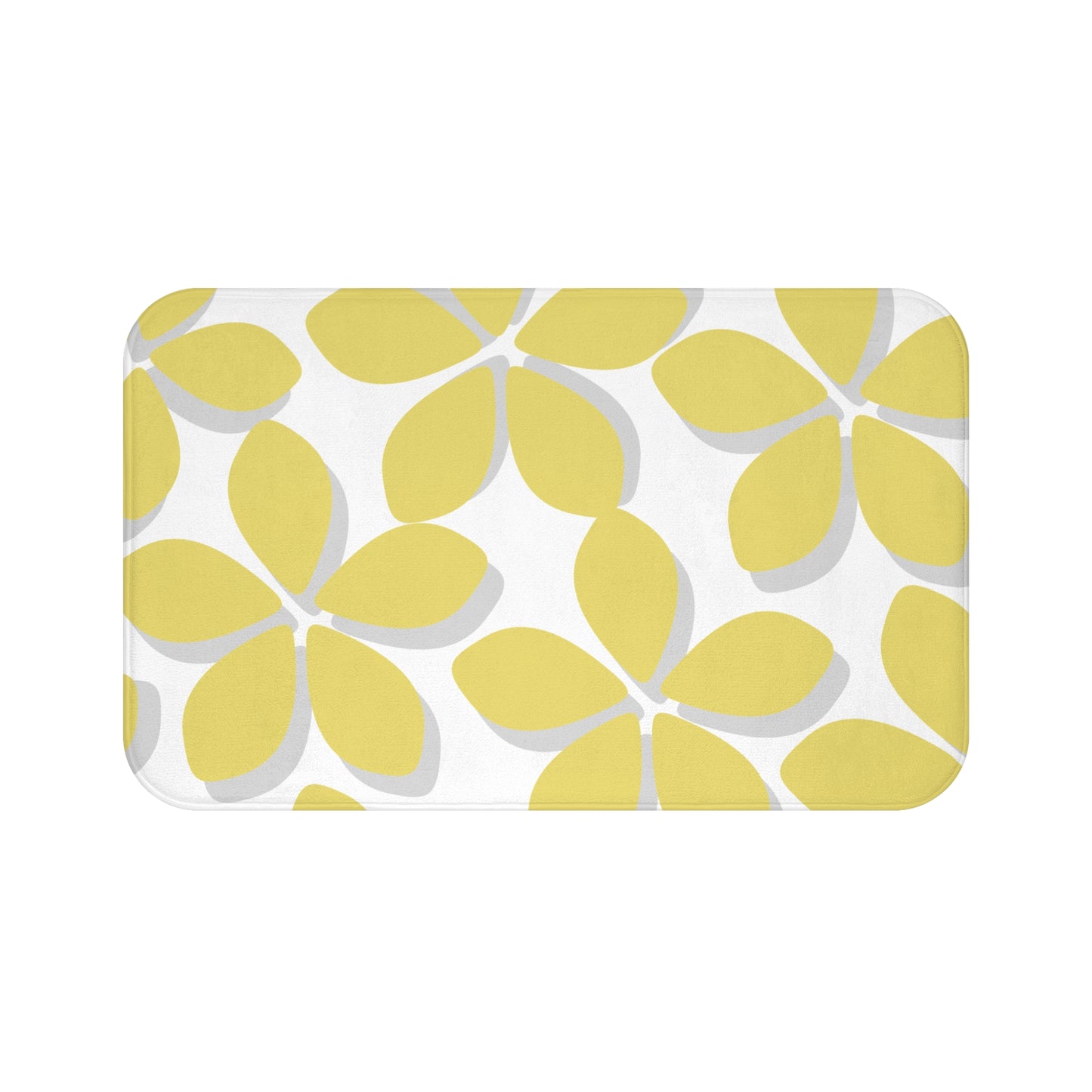 Grey And Yellow Flower Bath Mat