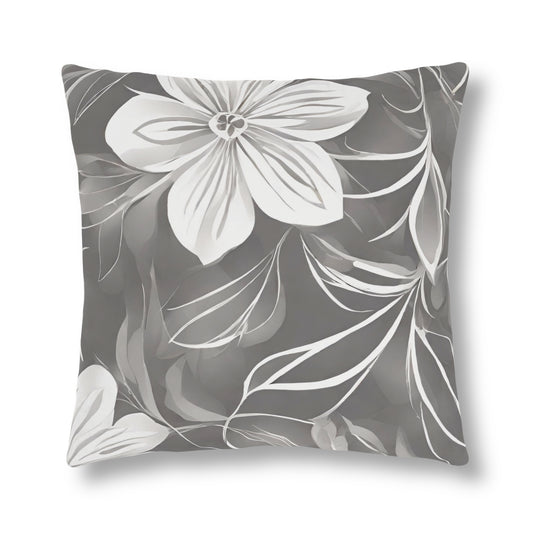 Grey & White Floral, Indoor/Outdoor Waterproof Pillow