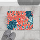 Orange Blue And White Coral Bath Mat