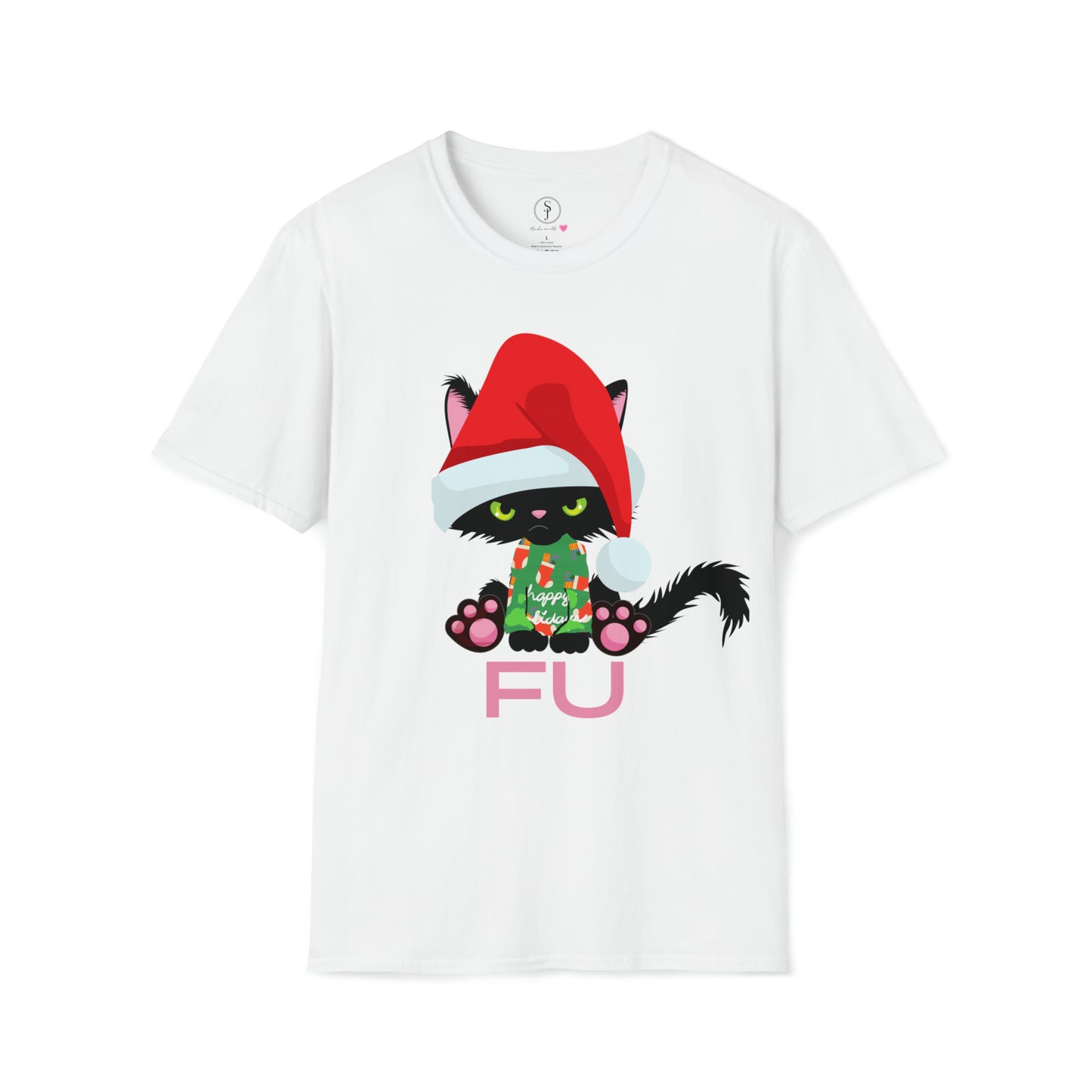 Christmas Humor, Grumpy Kittie In Lights, FU T-Shirt (Available In Other Colors) (Sizes Up To 3XL)