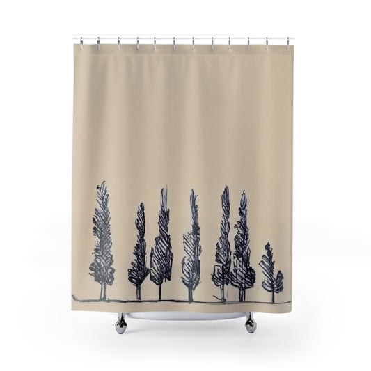 Organic Neutral Treelined Shower Curtain