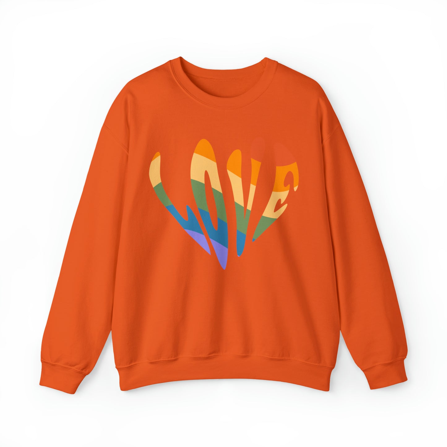 Retro Hippie Style, LOVE, Heavy Blend™ Crewneck Sweatshirt (Available In Other Colors)