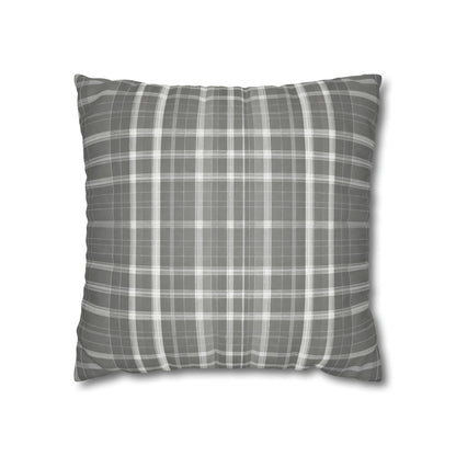 Grey And White Plaid Throw Pillow Cover