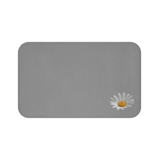 Single Daisy In Grey Bath Mat