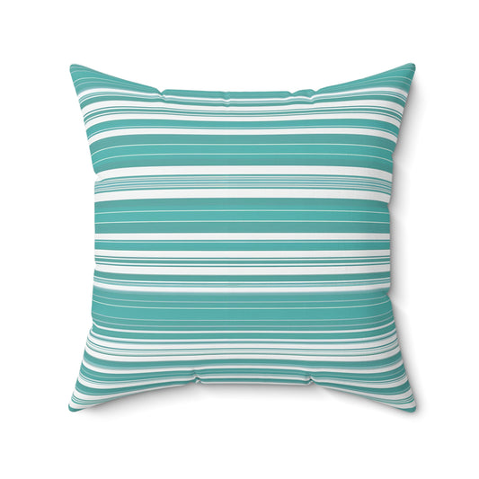 Turquoise And White Striped Decorative Throw Pillow