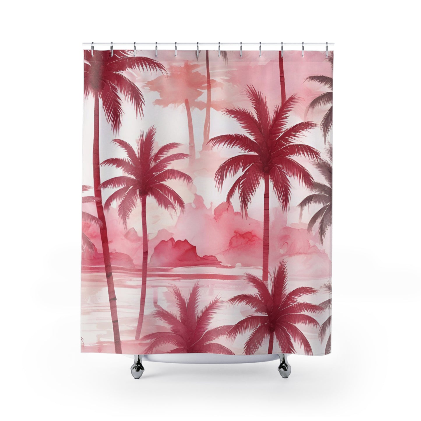 Pink And Red Tropical Palm Tree Shower Curtain