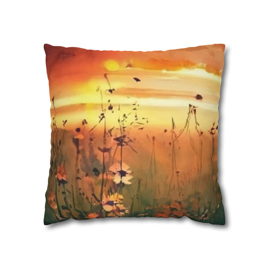 Wildflowers At Sunset Decorative Throw Pillow Cover