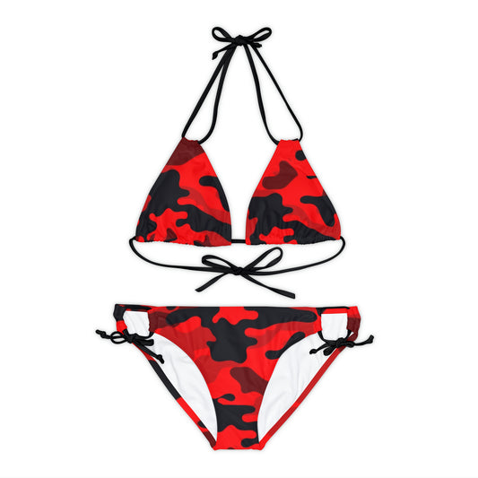 Red Camo Two Piece Bikini Set